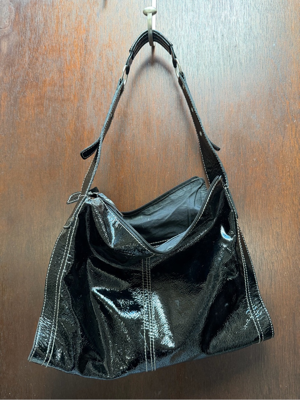Maxpiel Black Patent Shoulder Bag - Women